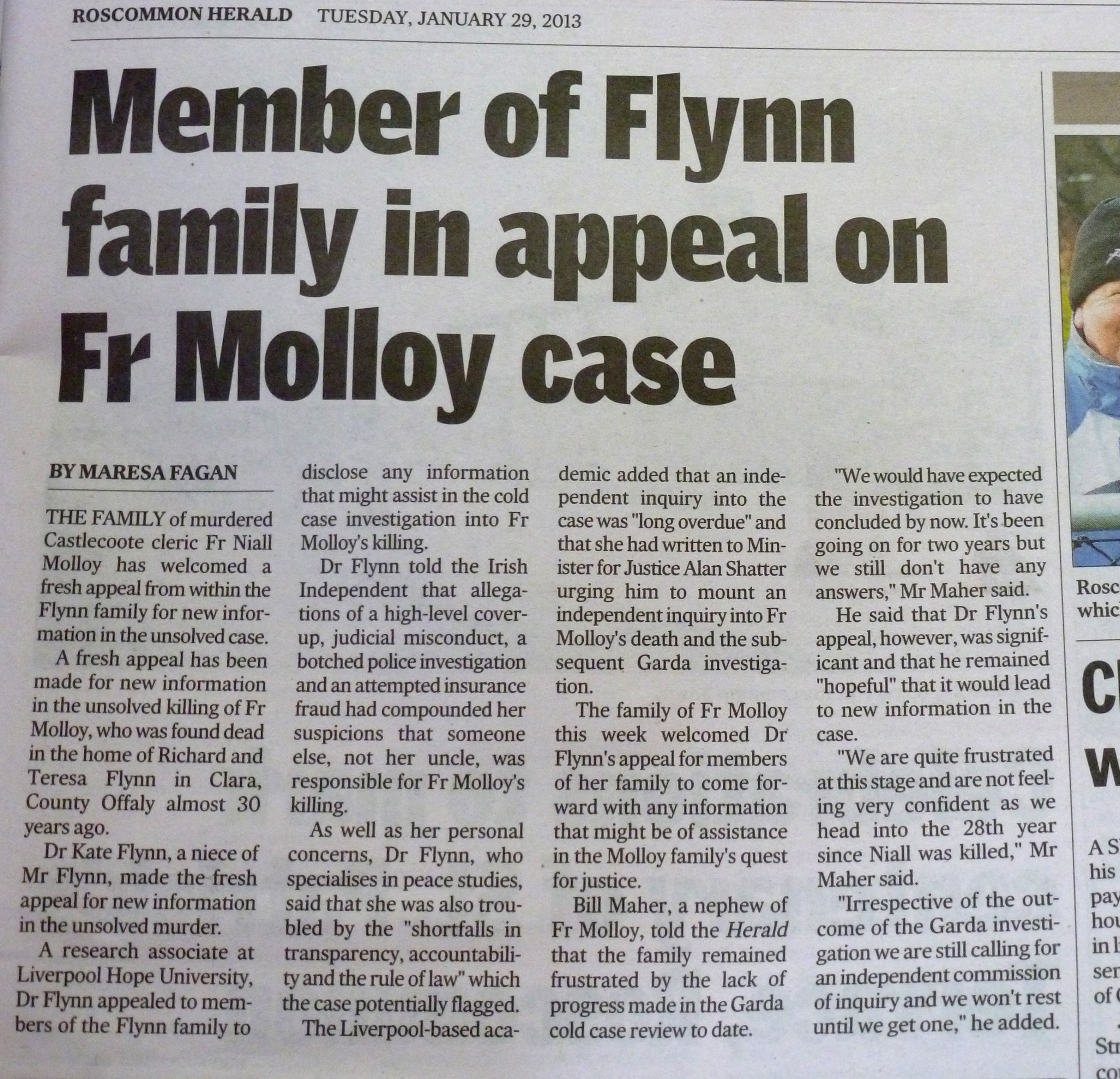 Appeal for truth by Flynn family member
