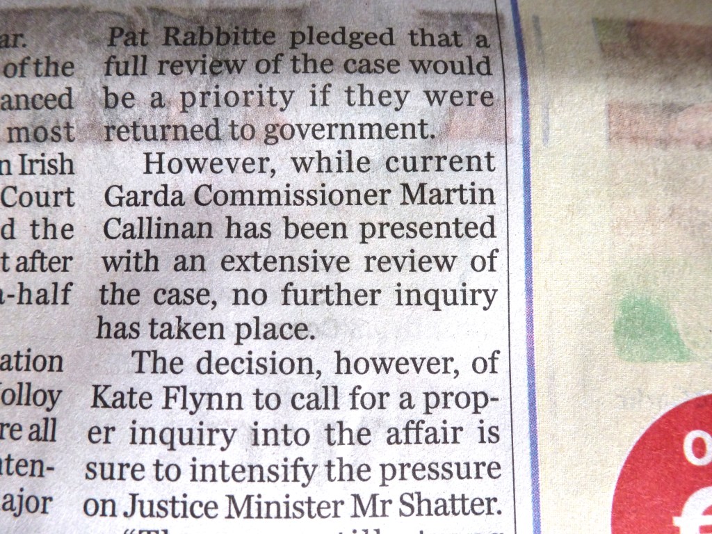 According to the article the Commissioner now has Garda report.