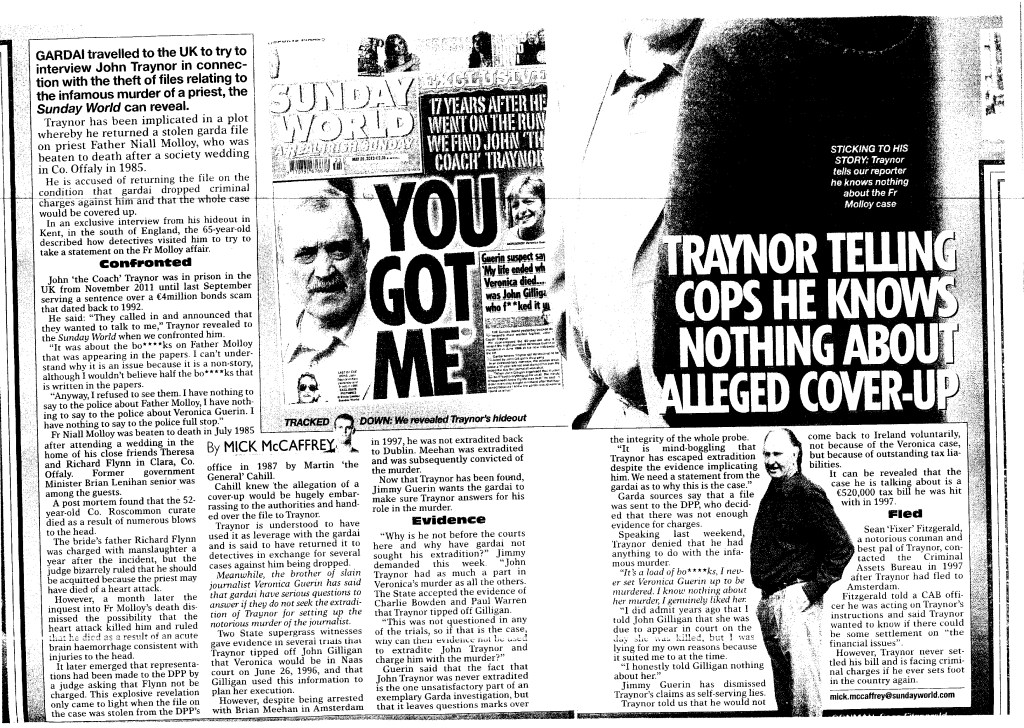 Article from Sunday World  2.6.13
